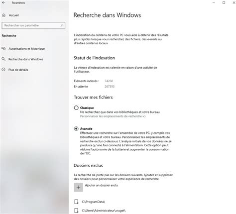 Activer recherche windows 10